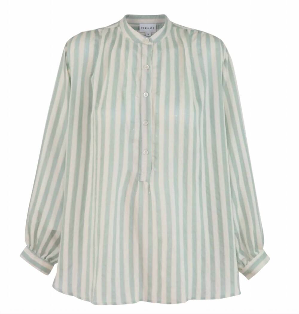 NEW FELICITE women's poet top in mint stripe